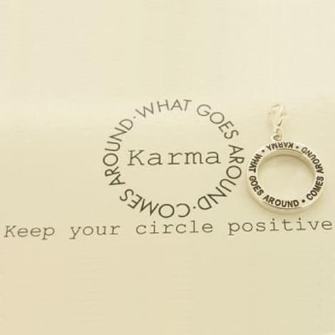 19mm Karma Circle Clip on Charm What Goes Around Comes Around
