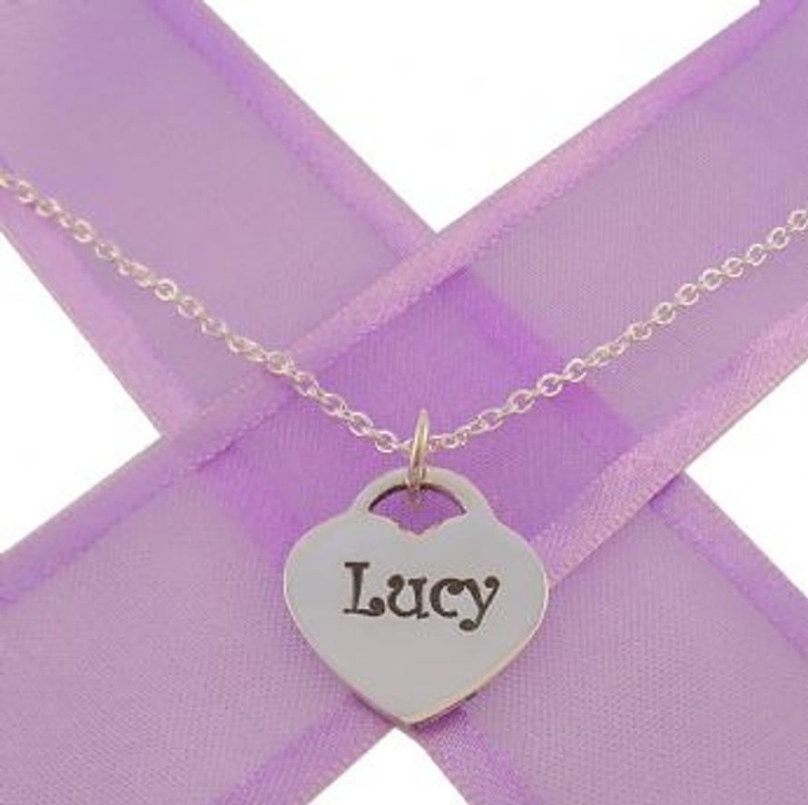 16mm PERSONALISED HEART NAME PENDANT NECKLACE -16mmH-ca40