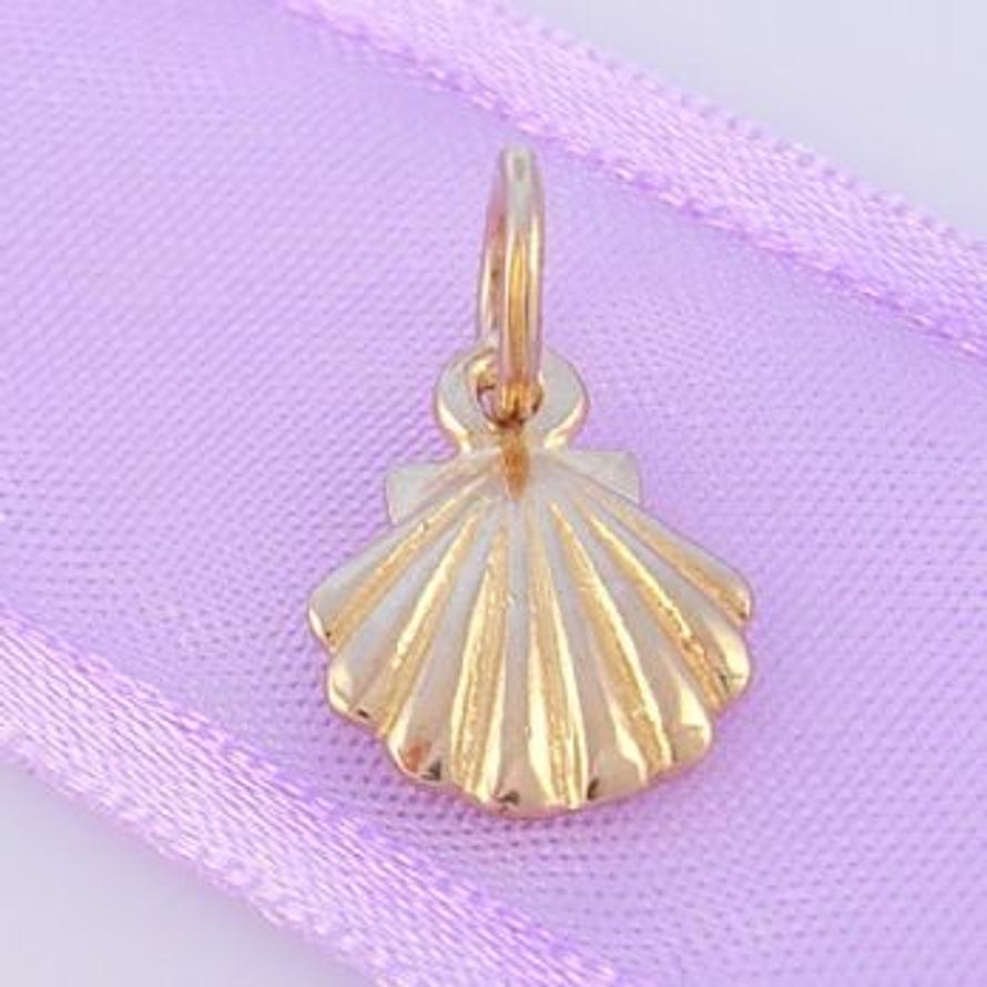 9CT YELLOW GOLD 9mm SEA SHELL CHARM PENDANT -9Y_HR101
