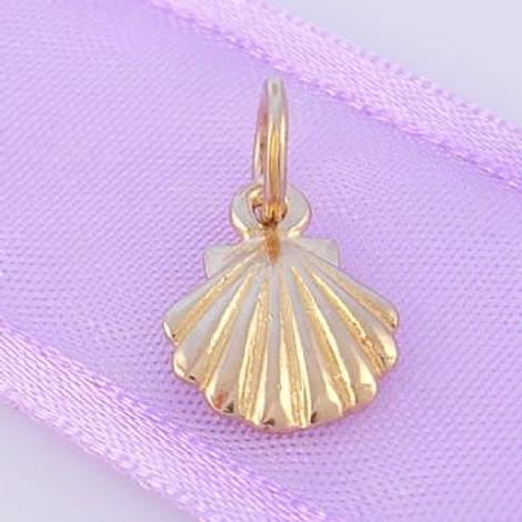 9ct Yellow Gold 9mm Sea Shell Charm Pendant -9y Hr101