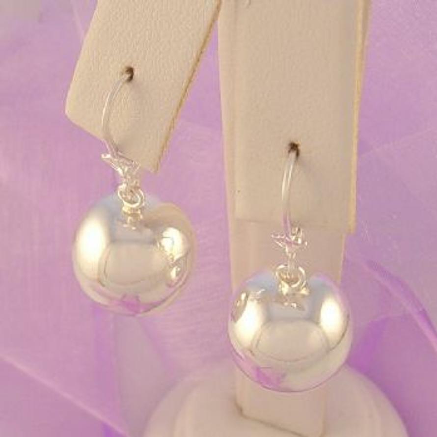 STERLING SILVER 14mm ROUND BALL SAFETY HOOK EARRINGS ER-SS-925-54-706-2356