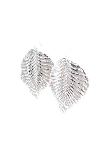 Sterling Silver 55m Leaf Hook Earrings