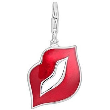 Pastiche Sterling Silver 28mm Red Lips Hooked on Clip Charm Pendant Qc109rd