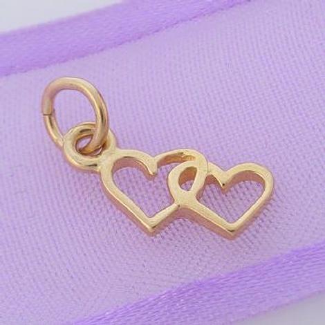 9ct Gold Small 12mm Twin Hearts Charm