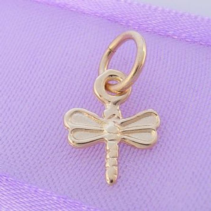 9CT GOLD SMALL 8mm x 11mm DRAGONFLY CHARM 9Y_HR3487