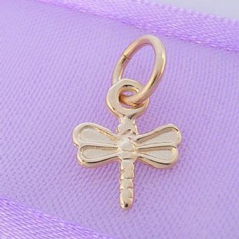 9ct Gold Small 8mm X 11mm Dragonfly Charm