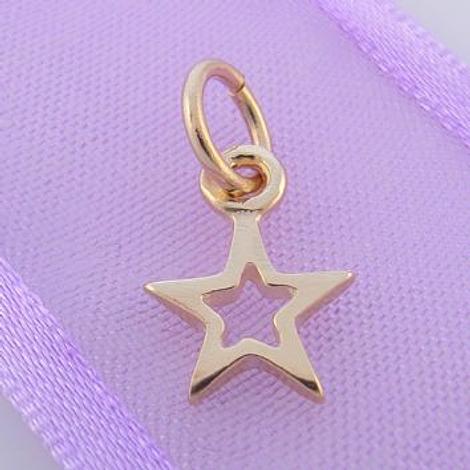 9ct Gold Small Open 8mm Lucky Shiny Star Charm