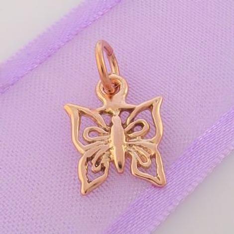 9ct Rose Gold 11mm Butterfly Charm