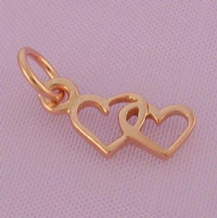 9CT ROSE GOLD SMALL 12mm TWIN HEARTS CHARM 9R_HR2162