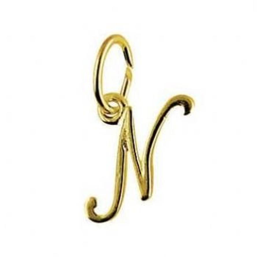 9CT SMALL ALPHABET INITIAL LETTER N CHARM -9ct_HR1659N