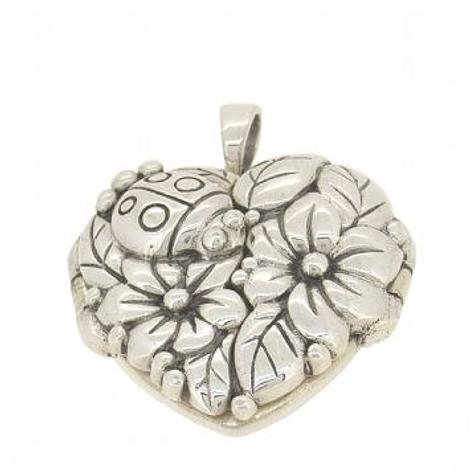 Sterling Silver Heart Ladybug Flower Photo Locket Necklace