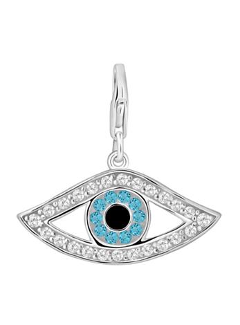Pastiche Sterling Silver 32mm X 19mm Cz Evil Eye Clip on Charm Pendant