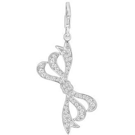 Pastiche Sterling Silver 38mm X 18mm Cz Bow Hooked on Clip Charm Pendant Qc090cz