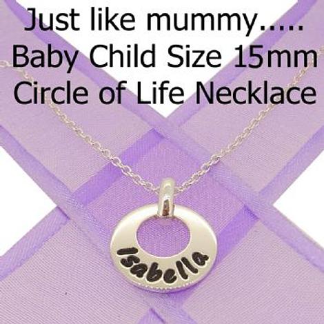 15mm Baby Child Circle of Life Personalised Family Name Pendant Necklace