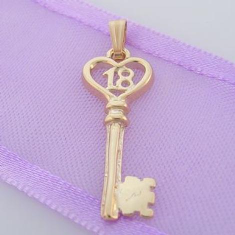 18th Birthday Key to the Door 9ct Gold Charm Pendant