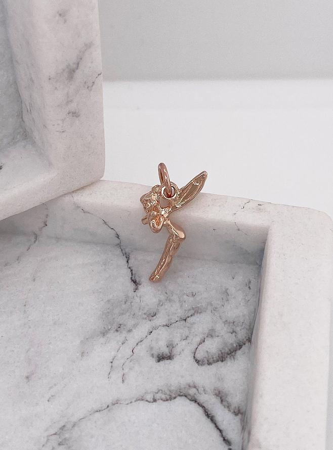 Tinkerbell Fairy Charm Pendant in 9ct Rose Gold