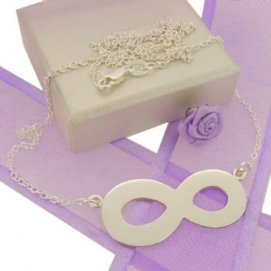 STERLING SILVER 30mm INFINITY SYMBOL DESIGN CHARM PENDANT NECKLACE