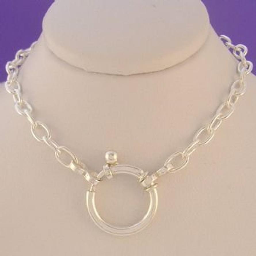 STERLING SILVER CLIP ON CHARM BOLT RING CABLE NECKLACE -NLET_SS_0009