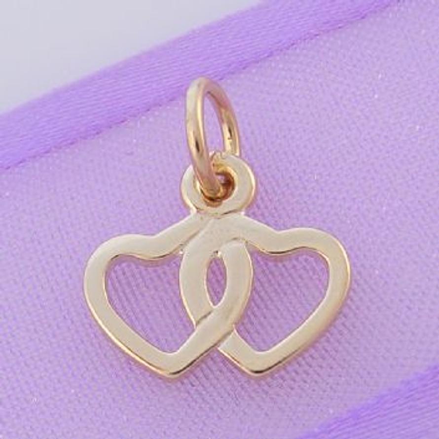 9CT GOLD 13mm TWIN HEARTS CHARM 9Y_HR1034