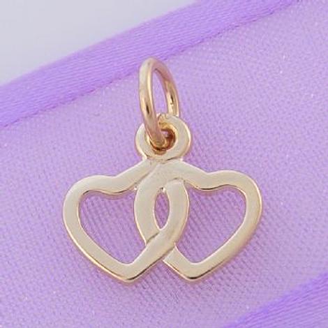 9ct Gold 13mm Twin Hearts Charm