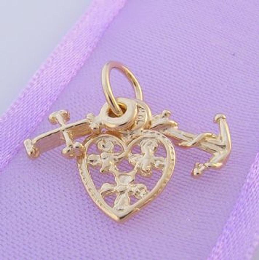 9CT GOLD FILIGREE FAITH HOPE and CHARITY CHARM PENDANT -9Y_HR521