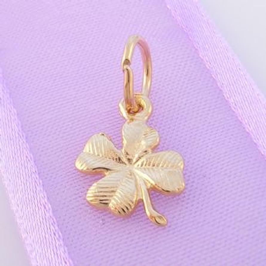 9CT GOLD GOOD LUCK LUCKY FOUR LEAF CLOVER CHARM PENDANT -9Y_HR563