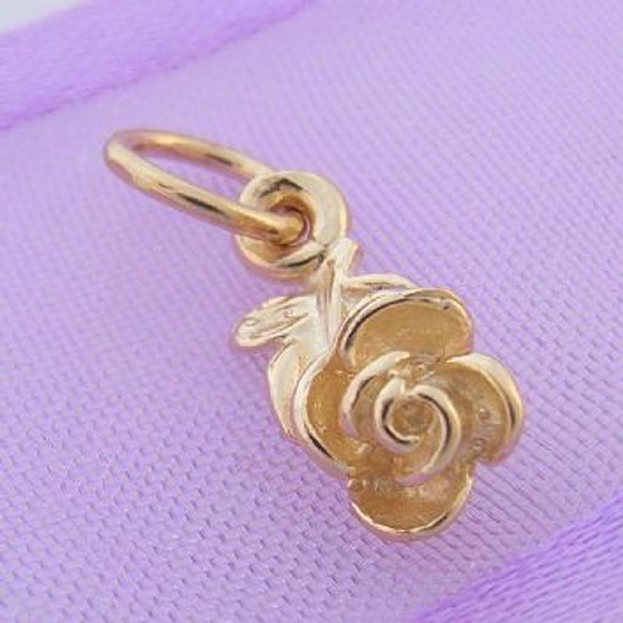 9CT GOLD SMALL 5mm X 12mm ROSE FLOWER CHARM -9Y_HR1508