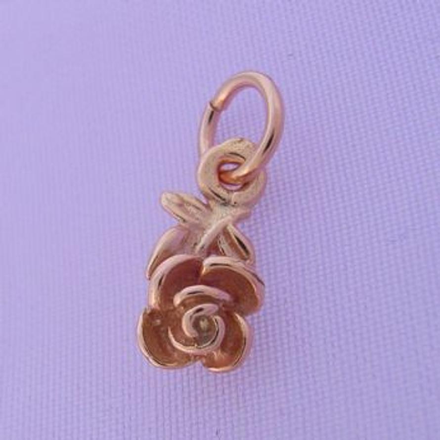 9CT GOLD SMALL 5mm X 12mm ROSE FLOWER CHARM 9R_HR1508