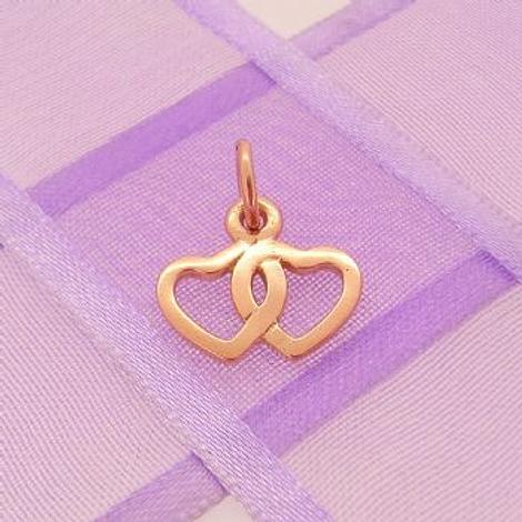 9ct Rose Gold Small 13mm Twin Hearts Charm