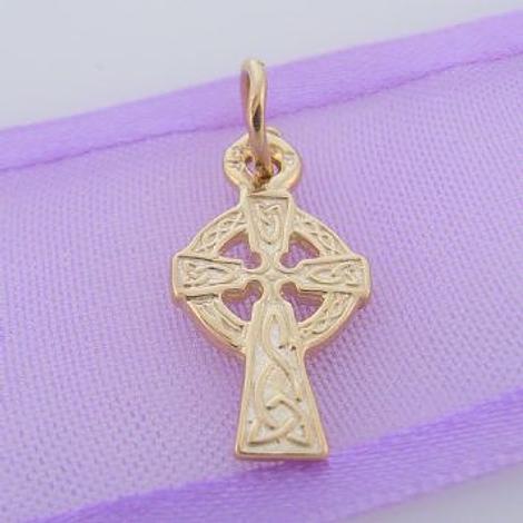 Solid 9ct Gold 9mm X 18mm Celtic Cross Charm Pendant - 9y Hr2921