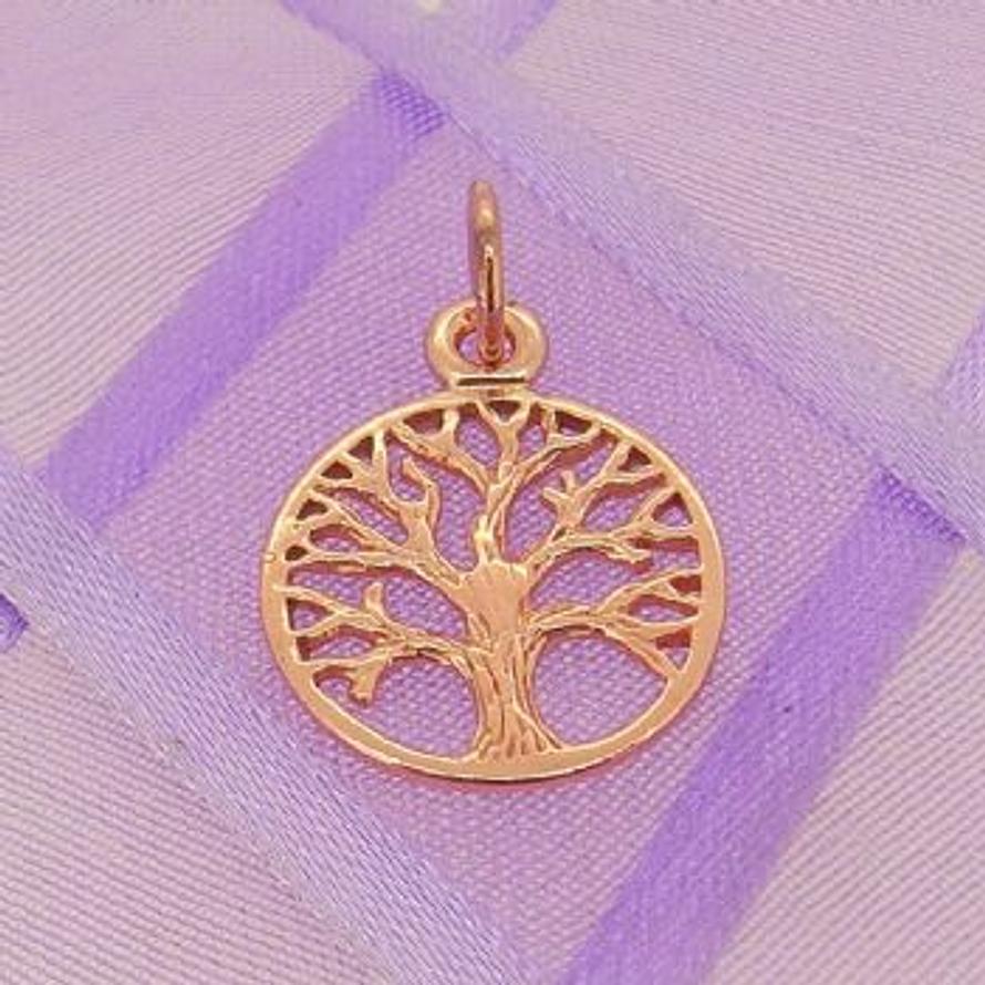 SOLID 9CT ROSE GOLD 14mm TREE OF LIFE CHARM PENDANT - 9R_HRKB52