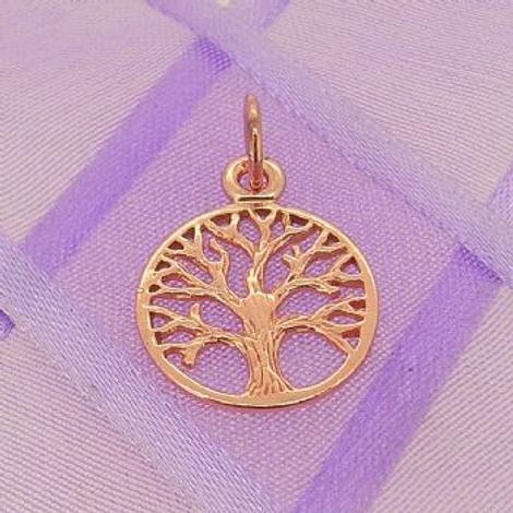 Solid 9ct Rose Gold 14mm Tree of Life Charm Pendant - 9r Hrkb52