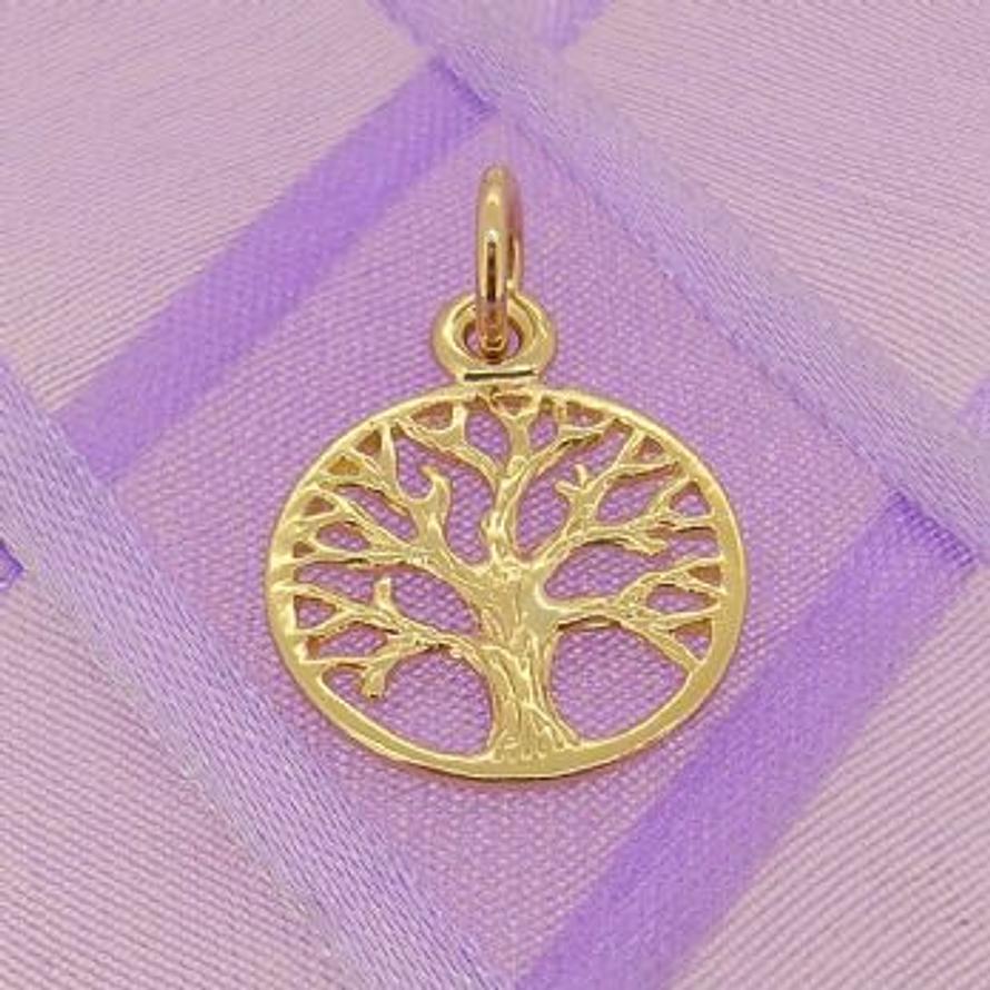 SOLID 9CT YELLOW GOLD 14mm TREE OF LIFE CHARM PENDANT - 9Y_HRKB52