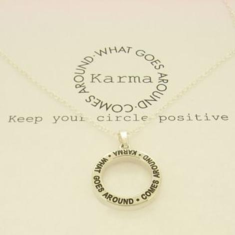 Sterling Silver Karma Circle Pendant Necklace What Goes Around Comes Around