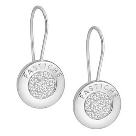 Pastiche Sterling Silver 14mm Pave Cz Charm Earrings