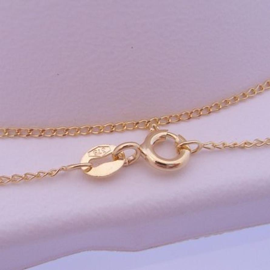 1g 9CT YELLOW GOLD 1mm FINE CURB NECKLACE CHAIN 45cm