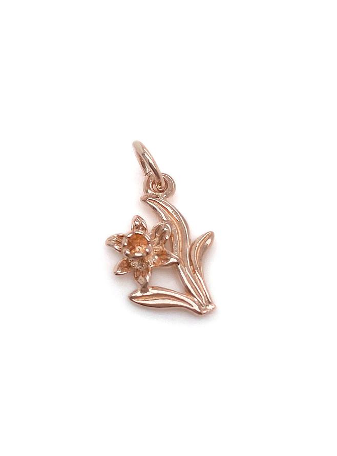Daffodil Flower Charm in 9ct Rose Gold