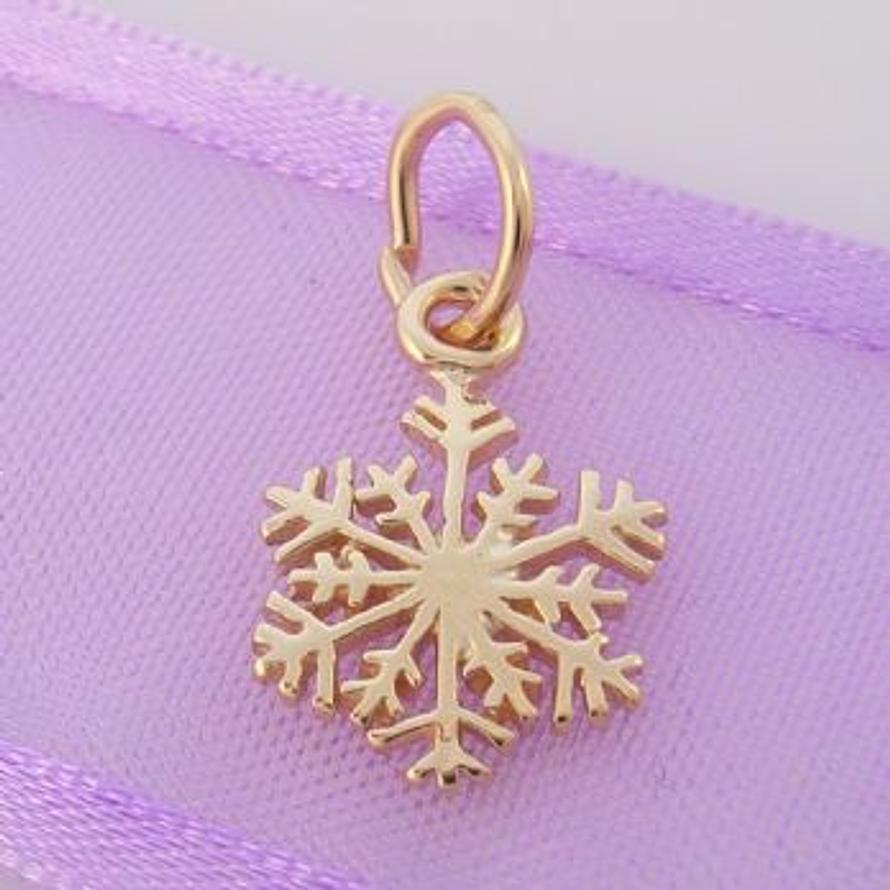 SOLID 9CT YELLOW GOLD 10mm CHRISTMAS SNOWFLAKE CHARM -9Y_HR3427