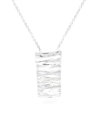 Waves of Love Sterling Silver Large Rectangle Pendant Necklace
