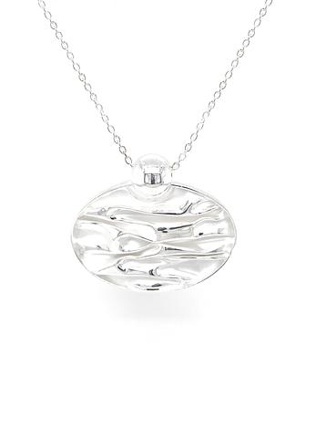 Waves of Love Sterling Silver Oval Ball Pendant Necklace