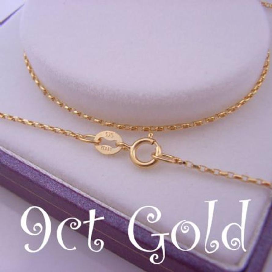 1.2g 9CT YELLOW GOLD 1mm OVAL BELCHER NECKLACE CHAIN