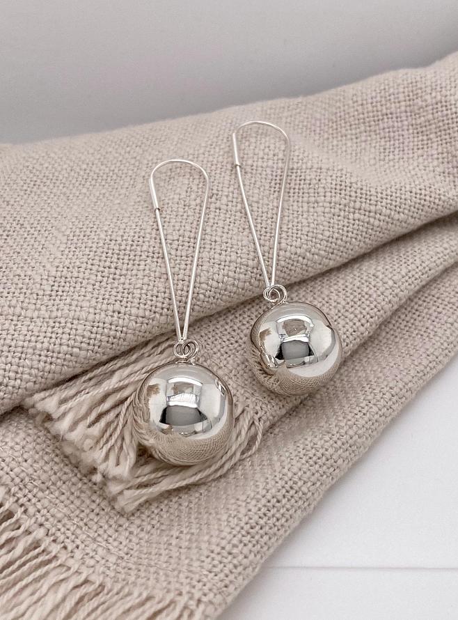 Round 16mm Ball Earrings in Sterling Silver