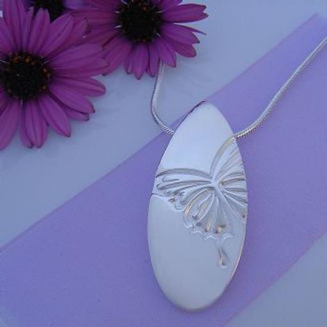 Pastiche Sterling Silver 43mm Butterfly Pendant Necklace