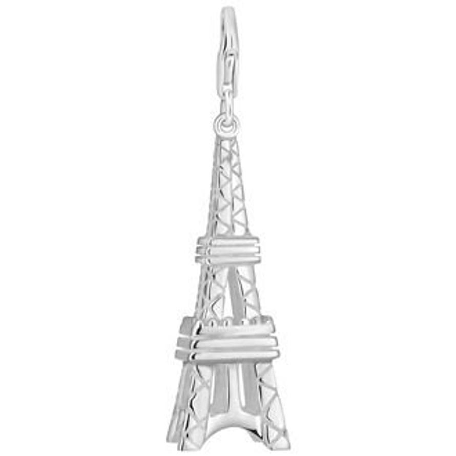 PASTICHE STERLING SILVER 50mm EIFFEL TOWER HOOKED ON CLIP CHARM PENDANT QC088