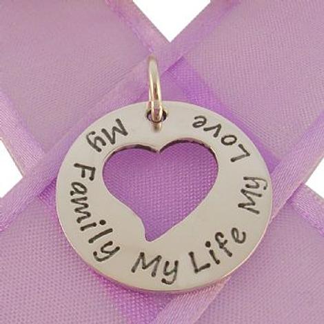 24mm Circle Heart Personalised Name Pendant -24mmh-Ss