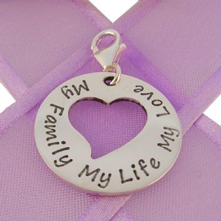 24mm CIRCLE HEART PERSONALISED NAME PENDANT -CH-24mmH-SS