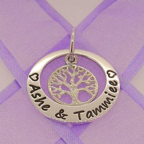 25mm Circle of Life Personalised 14mm Tree of Life Name Pendant -25mm-Kb57-Kb52-Ss