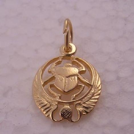 9ct Gold Egyptian Scarab Symbol Ra Charm Pendant