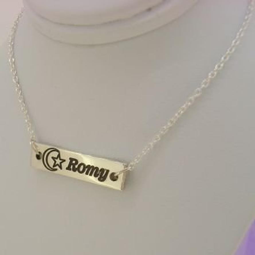 STERLING SILVER RECTANGLE IDENTITY MESSAGE DESIGN PERSONALISED NECKLACE -30mmRect-SS-CA40