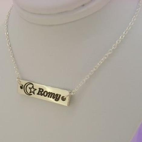 Sterling Silver Rectangle Identity Message Design Personalised Necklace